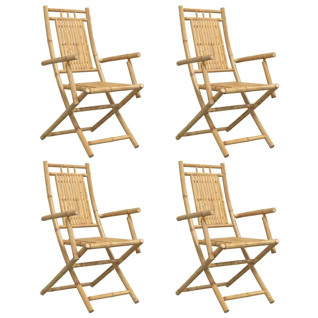 Folding Garden Chairs Set 4pcs Outdoor Seating Armrests Backrest Brown
