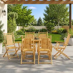 Durable Bamboo Folding Garden Chairs - Set of 6