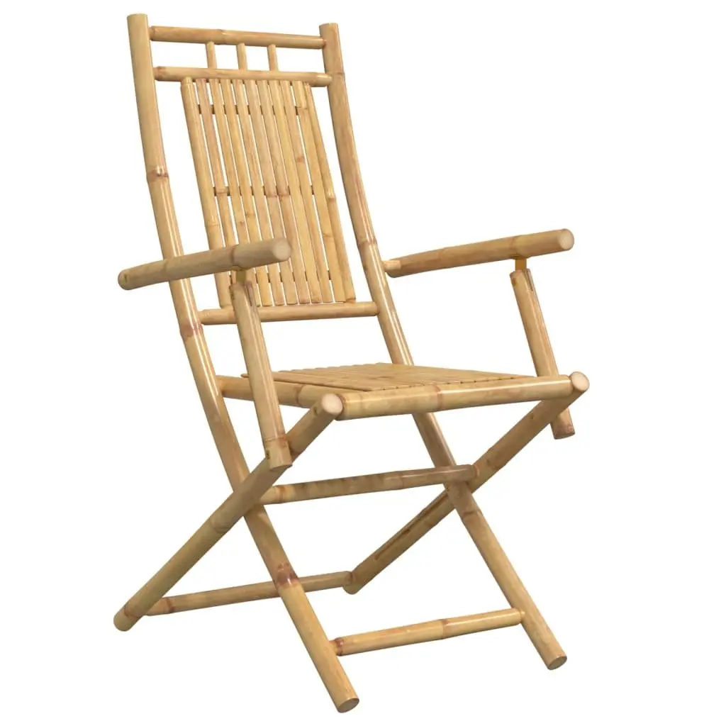 Folding Garden Chairs Bamboo Brown 8 Piece Outdoor Dining Chair Set