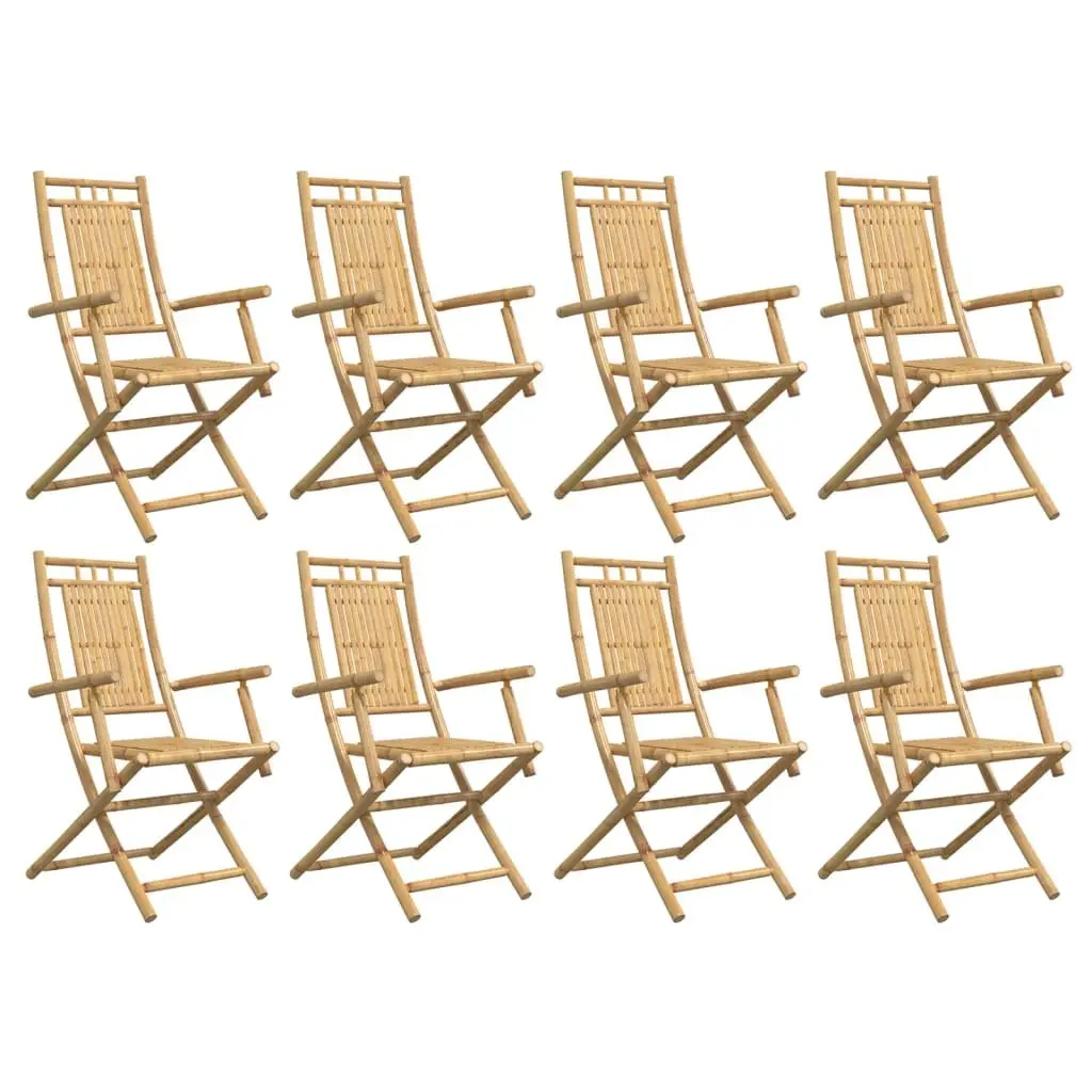 Folding Garden Chairs Bamboo Brown 8 Piece Outdoor Dining Chair Set