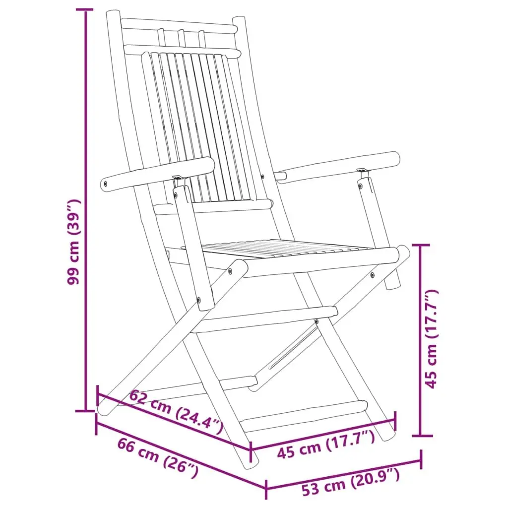 Folding Garden Chairs Bamboo Brown 8 Piece Outdoor Dining Chair Set