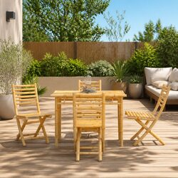 Brown Folding Garden Chairs Set of 4 with Backrest