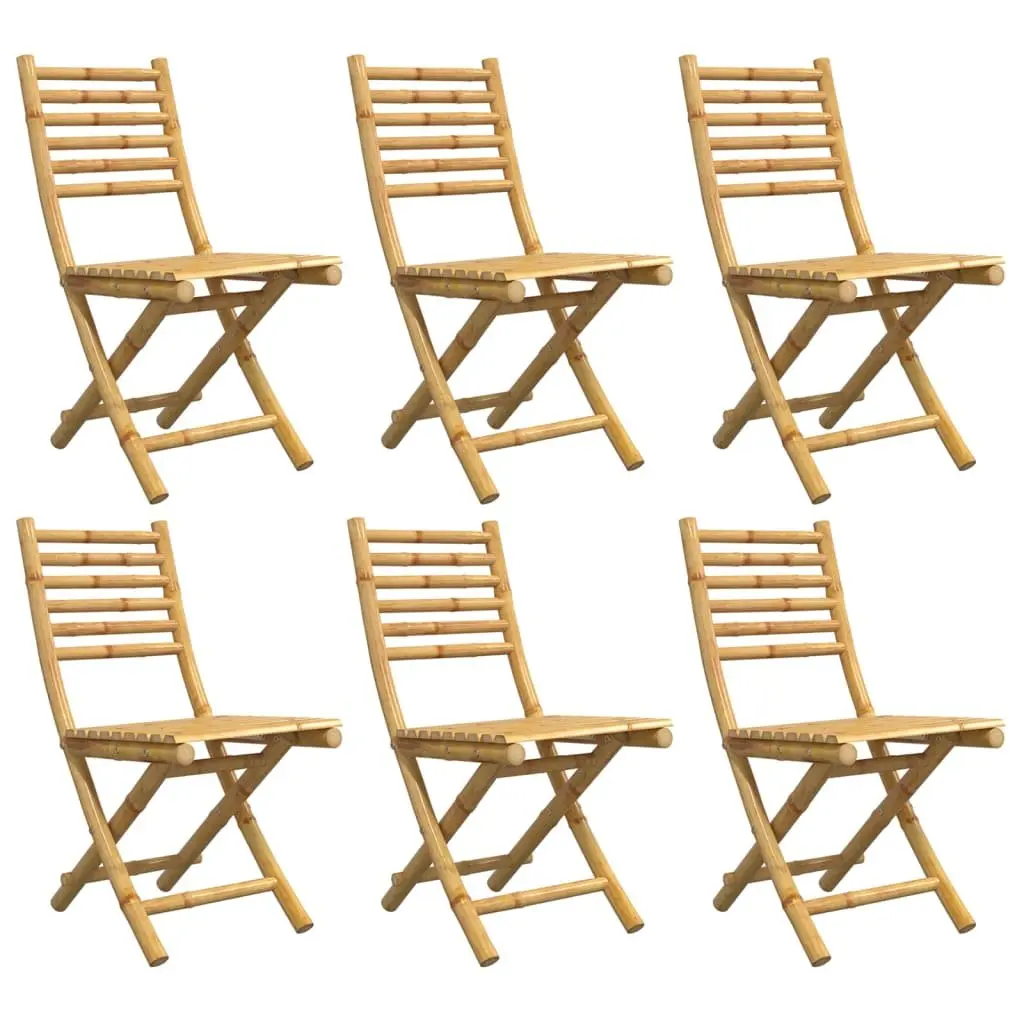 Folding Garden Chairs Bamboo Outdoor Dining Patio Seating Brown 6 Piece