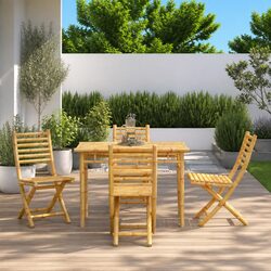 5-Piece Foldable Garden Dining Set with Backrest Chairs