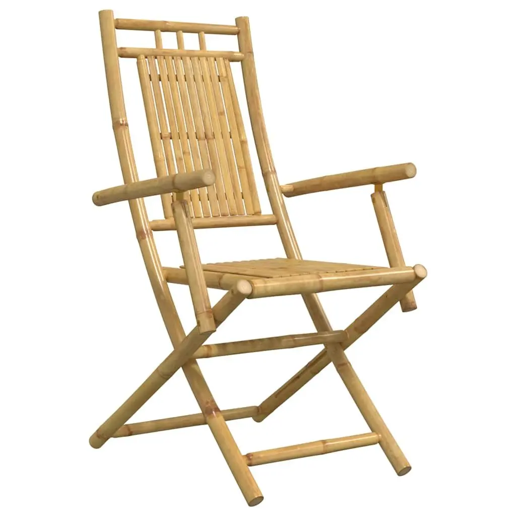 Bistro Set Bamboo Foldable Outdoor Garden Furniture 3 Piece Brown Table Chairs