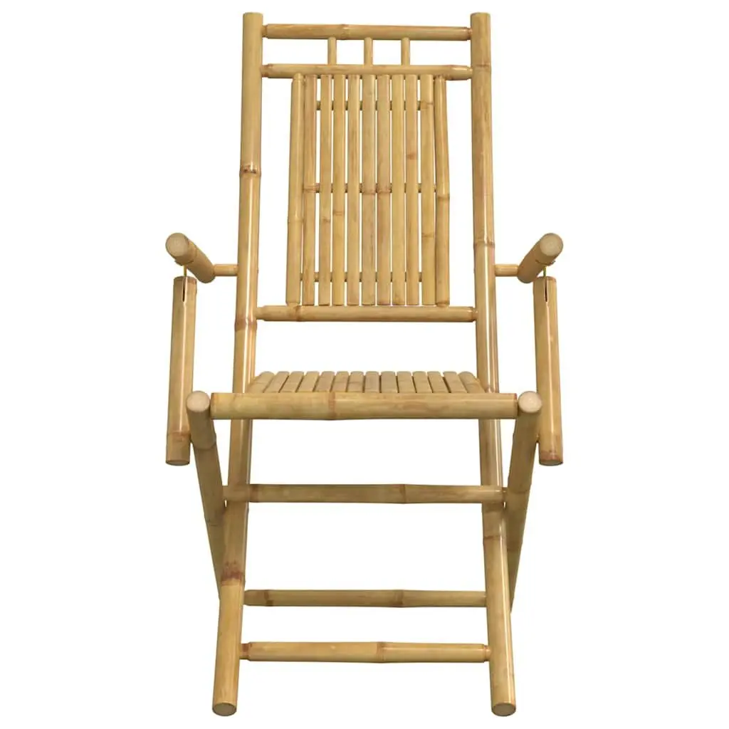 Bistro Set Bamboo Foldable Outdoor Garden Furniture 3 Piece Brown Table Chairs