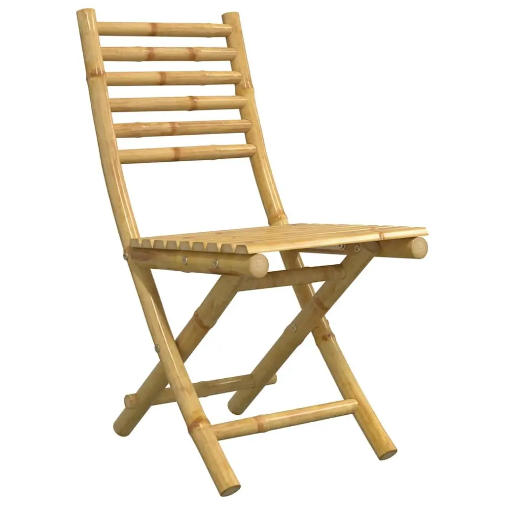 3 Piece Bistro Set Bamboo Foldable Brown Table Chairs