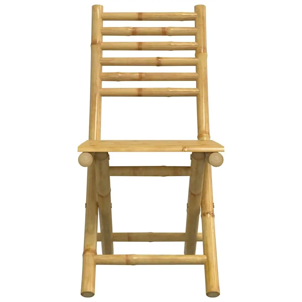 3 Piece Bistro Set Bamboo Foldable Brown Table Chairs