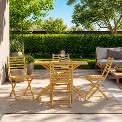 Elegant 5-Piece Foldable Garden Dining Set in Brown