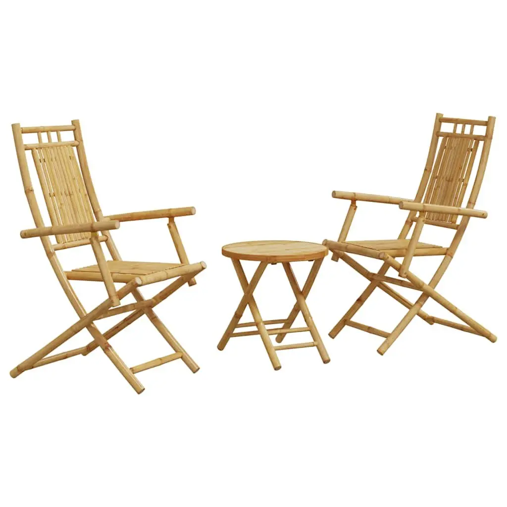 Brown Foldable 3 Piece Bistro Set for Outdoor Spaces