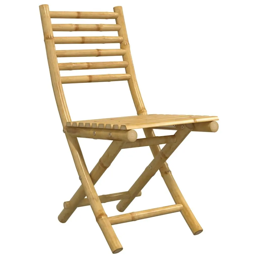 Bistro Set Bamboo 3 Piece Brown Foldable Garden Outdoor Furniture