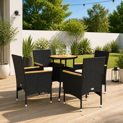 Durable 5 Piece Garden Dining Set with Cushions