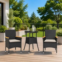 3 Piece Outdoor Dining Set with Glass Table