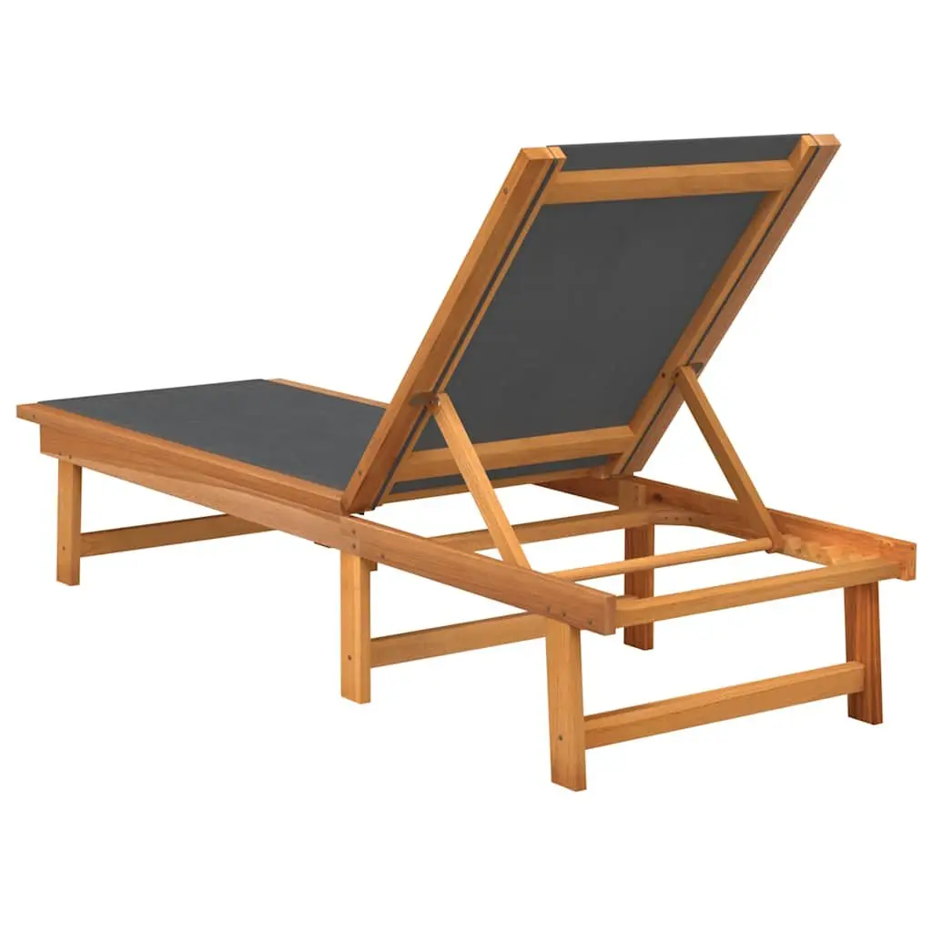 Sun Loungers Textilene Fabric Adjustable Backrest 2 pcs Brown Acacia Wood
