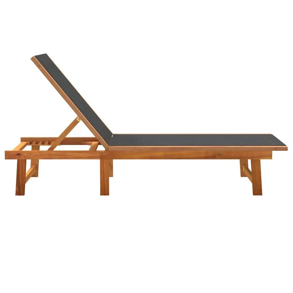 Sun Loungers Textilene Fabric Adjustable Backrest 2 pcs Brown Acacia Wood