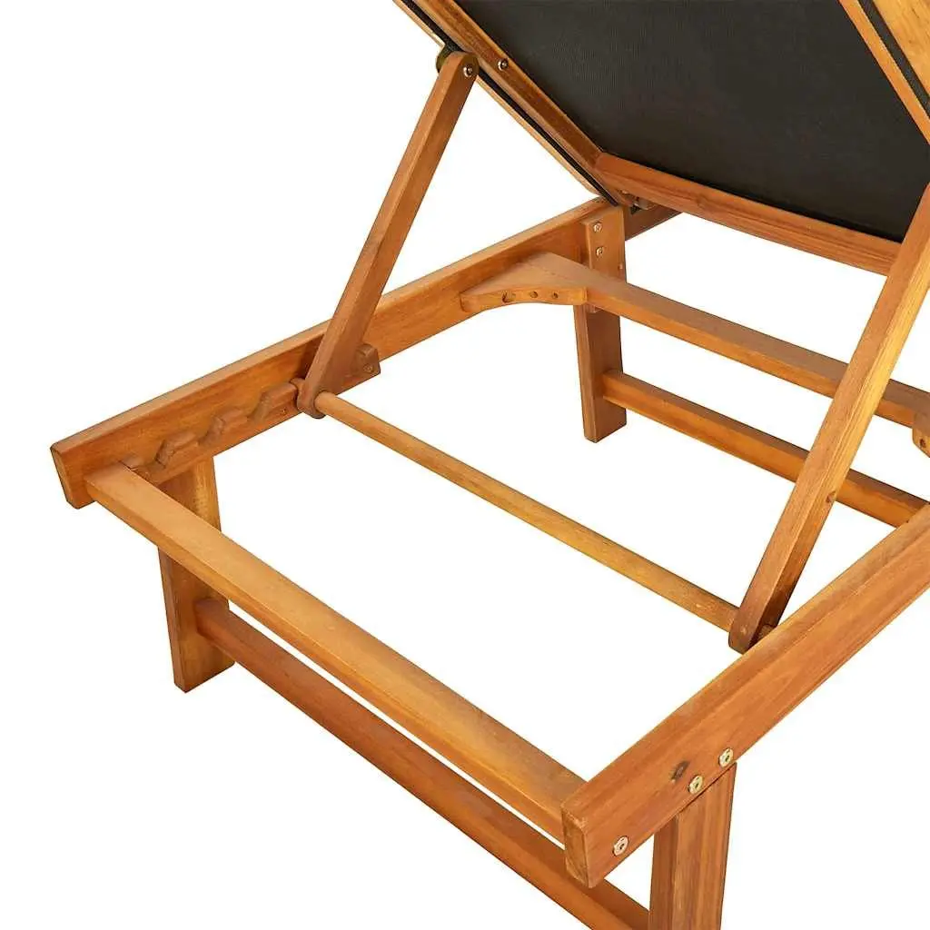 Sun Loungers Textilene Fabric Adjustable Backrest 2 pcs Brown Acacia Wood