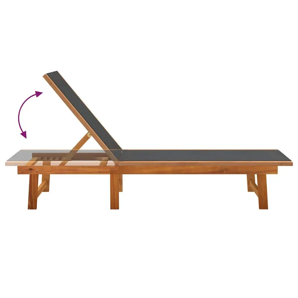 Sun Loungers Textilene Fabric Adjustable Backrest 2 pcs Brown Acacia Wood