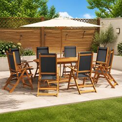 Sturdy 9 Piece Garden Dining Set with Acacia Wood