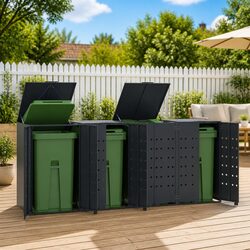Durable Wheelie Bin Storage Shed for 4 Bins in Anthracite