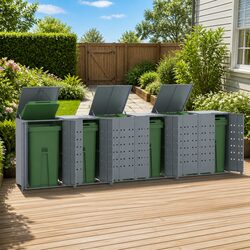 Sturdy Steel Wheelie Bin Storage Shed for 6 Bins