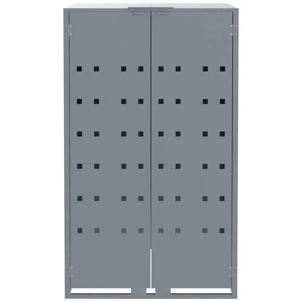 Wheelie Bin Storage Shed Powder-coated Steel 414x79x117cm Grey