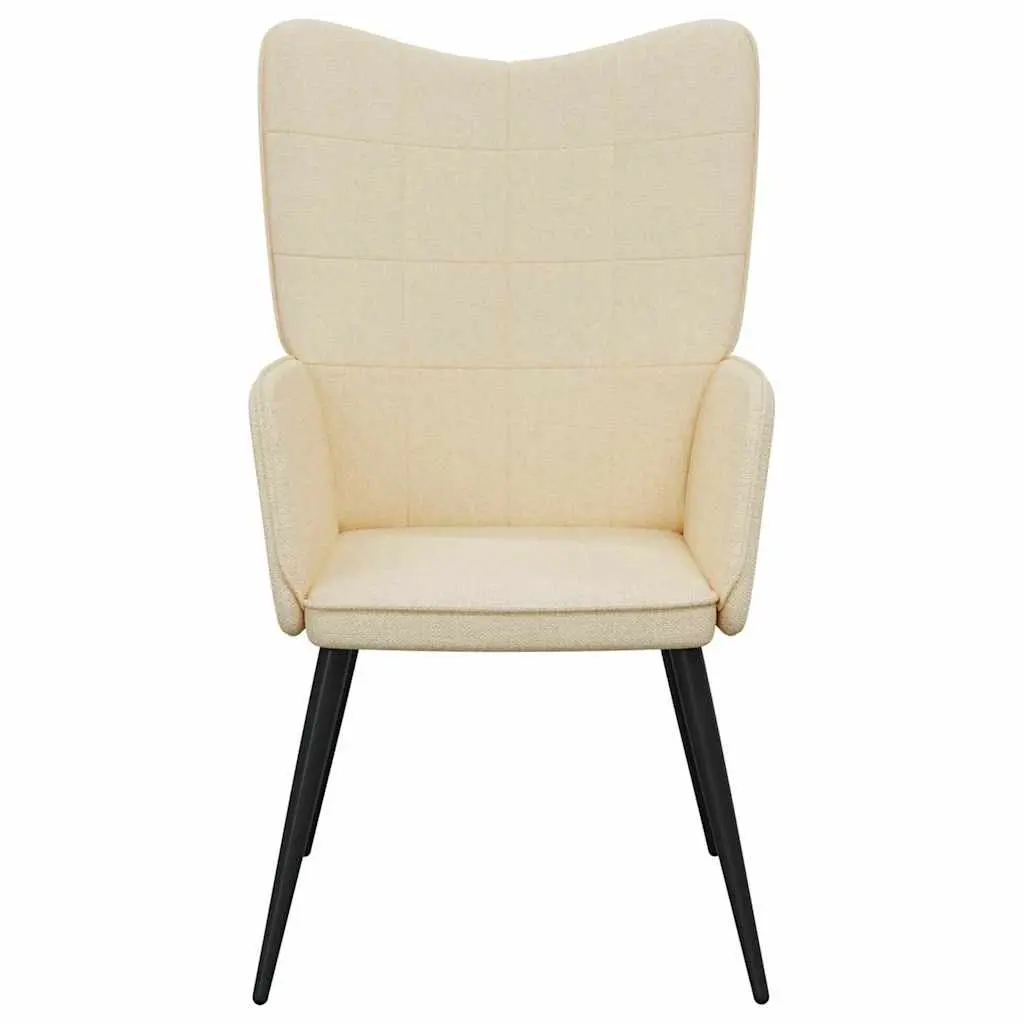 Armchair Padded Foam Cream Fabric Upholstered Steel Frame