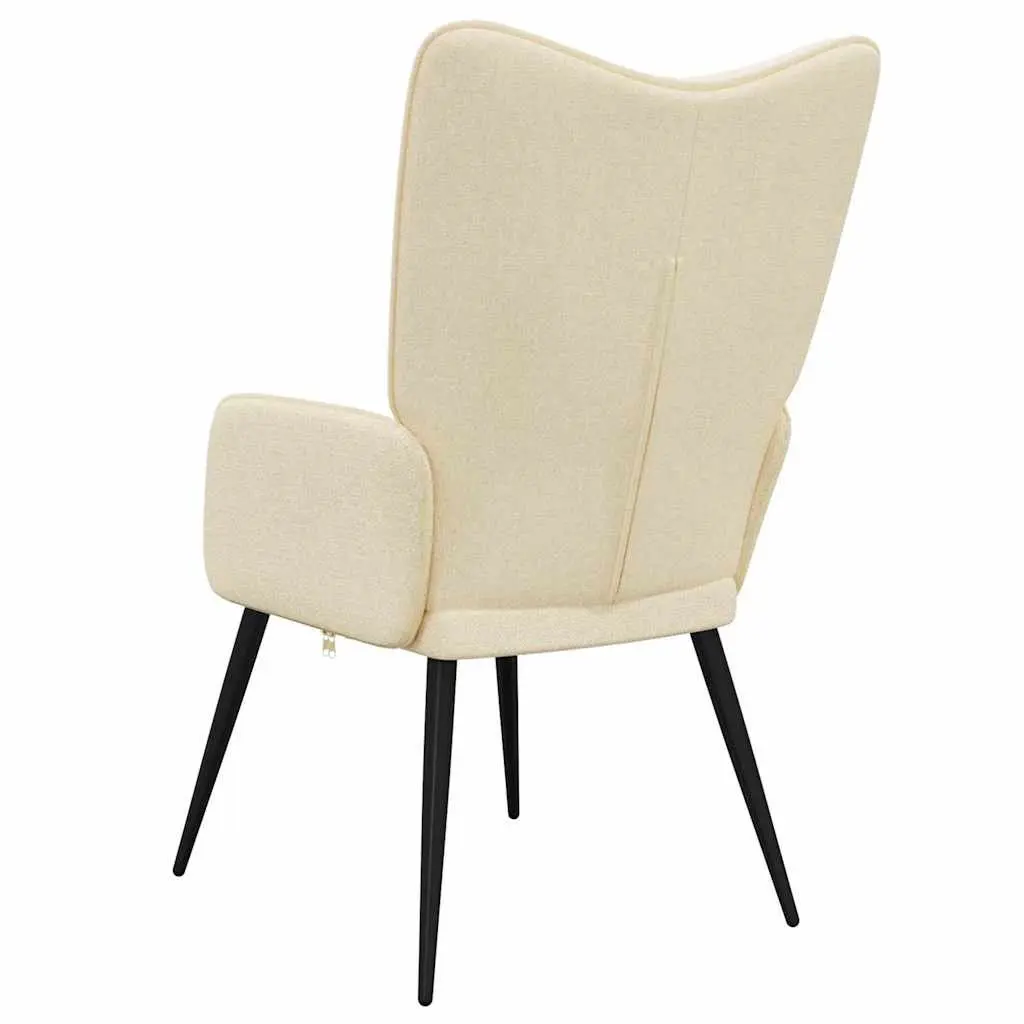 Armchair Padded Foam Cream Fabric Upholstered Steel Frame