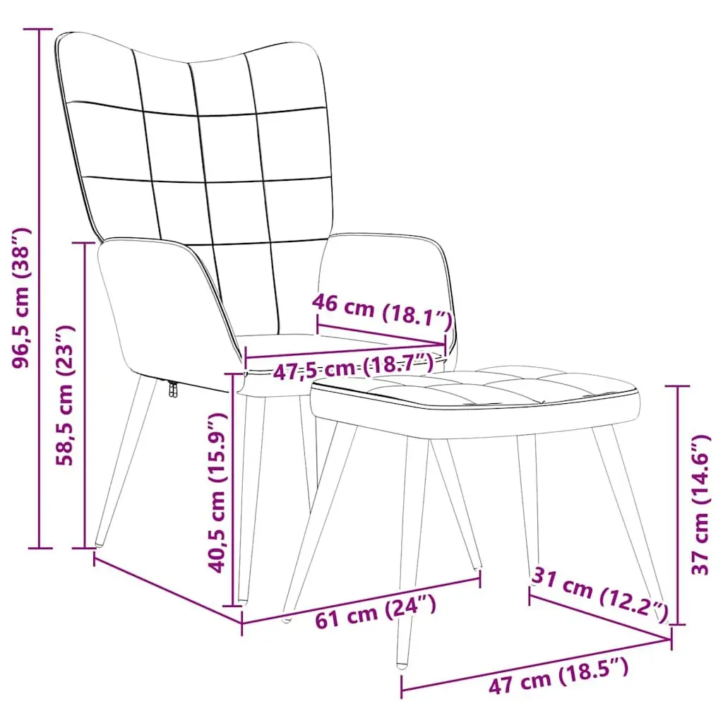 Armchair Fabric Cream with Footstool