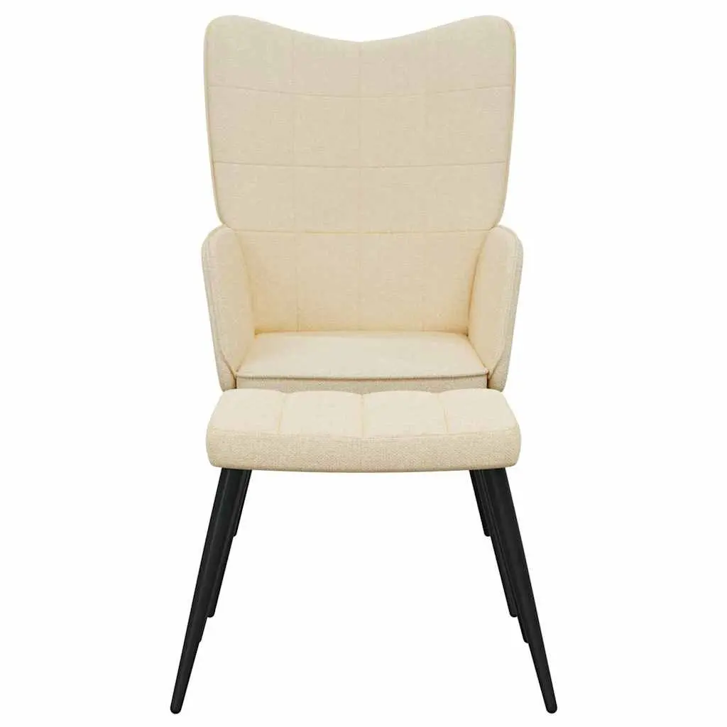 Armchair Fabric Cream with Footstool