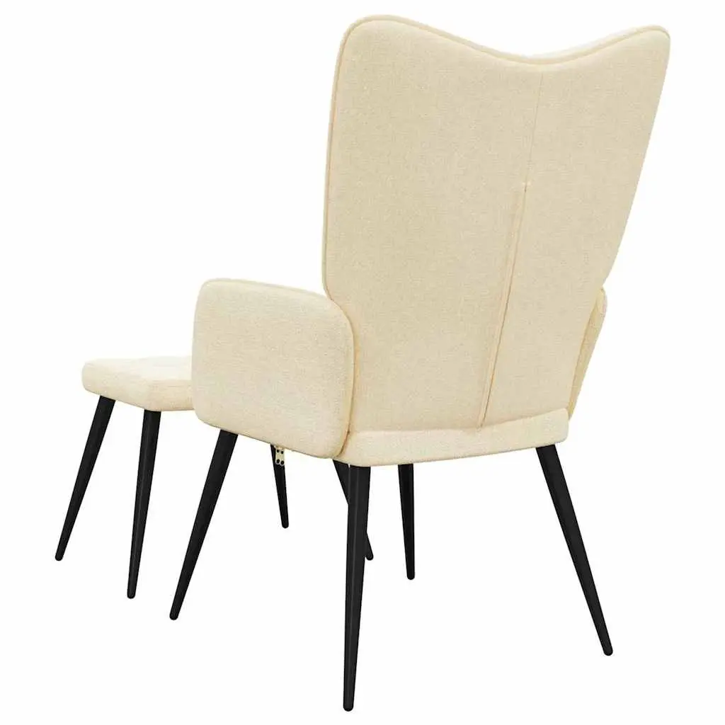 Armchair Fabric Cream with Footstool