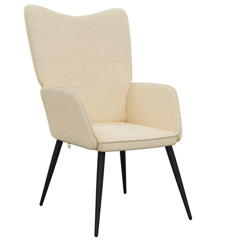 Armchair Fabric Cream with Footstool