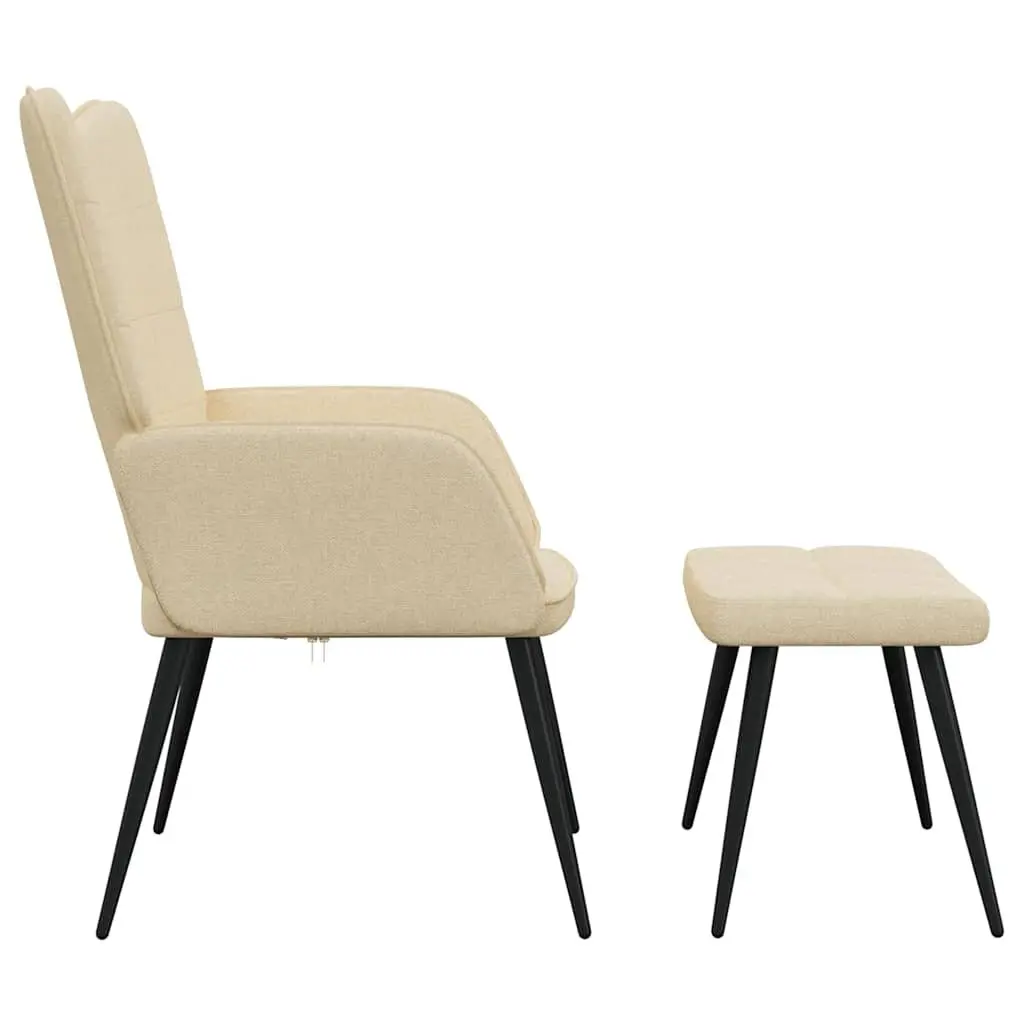 Armchair Fabric Cream with Footstool