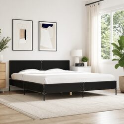 Durable Black King Bed Frame 183x203 cm with Slatted Base
