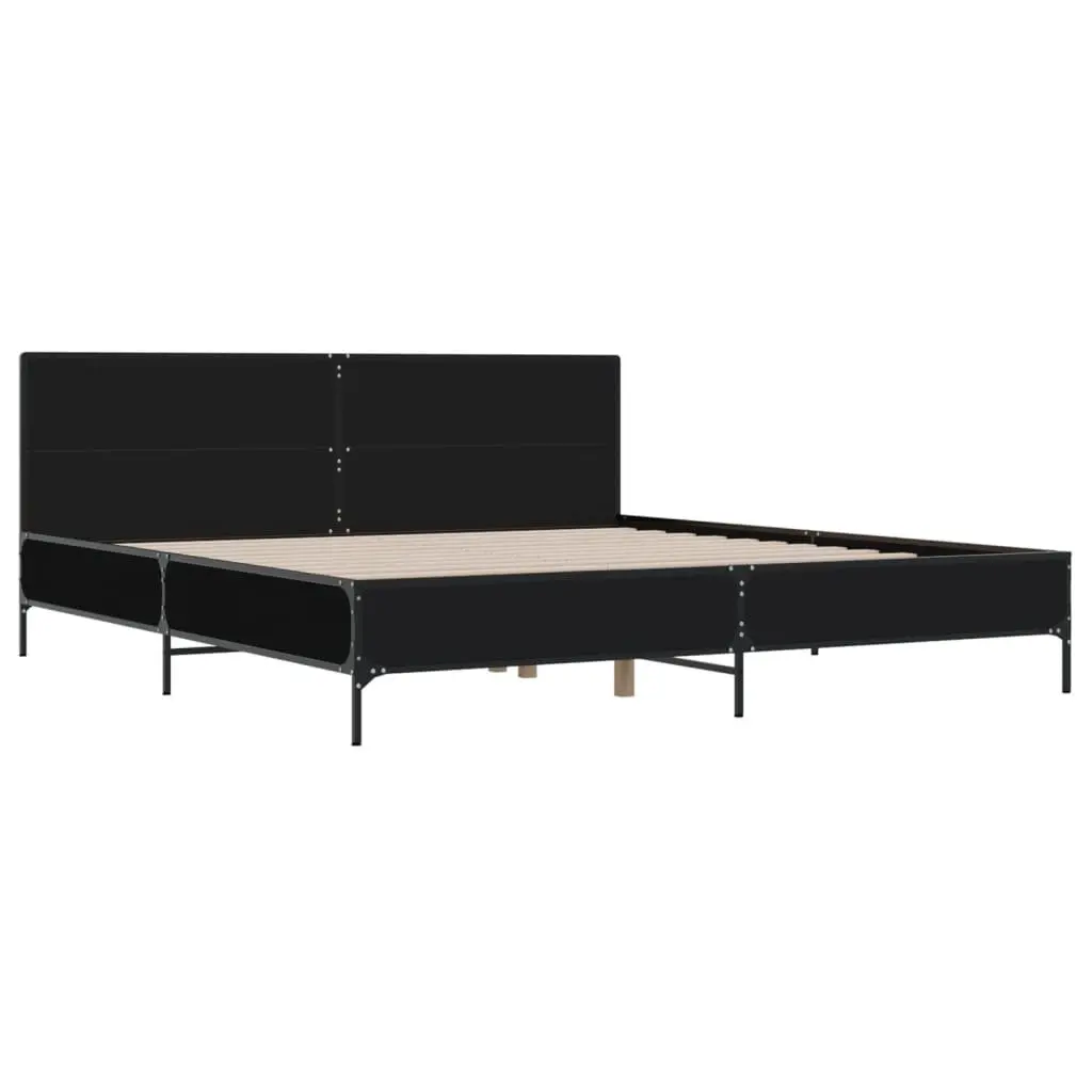 Black King Bed Frame 183x203 cm with Slatted Base