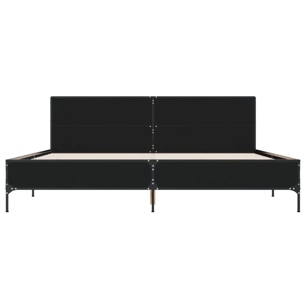 Black King Bed Frame 183x203 cm with Slatted Base