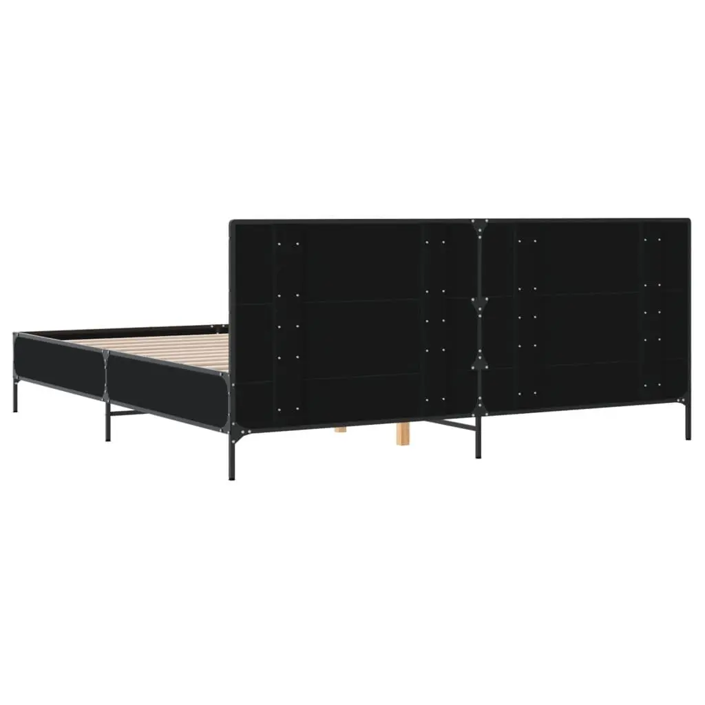 Black King Bed Frame 183x203 cm with Slatted Base