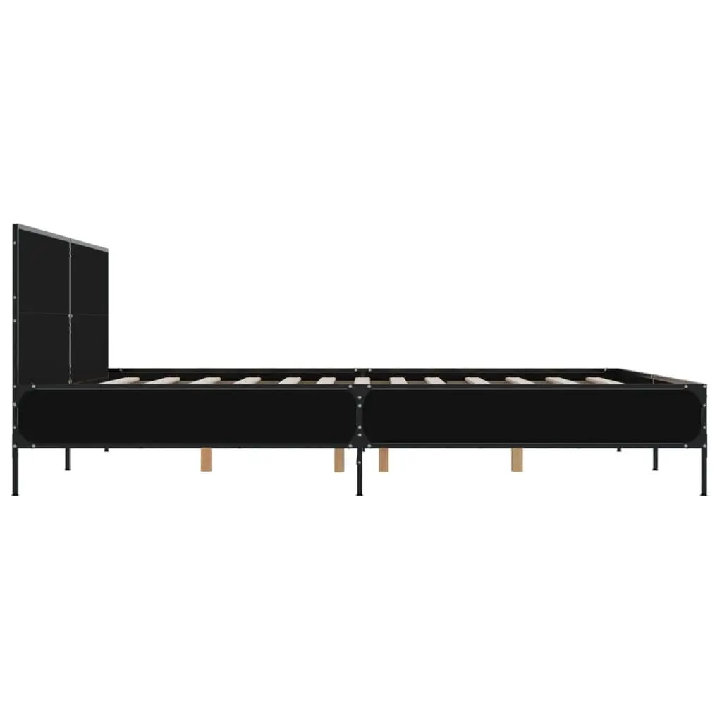 Black King Bed Frame 183x203 cm with Slatted Base