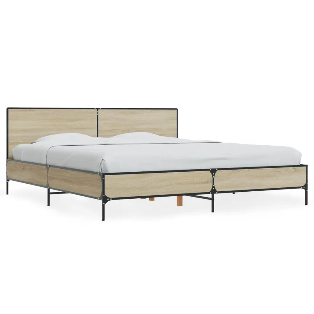 King Bed Frame 183x203cm with Headboard in Brown