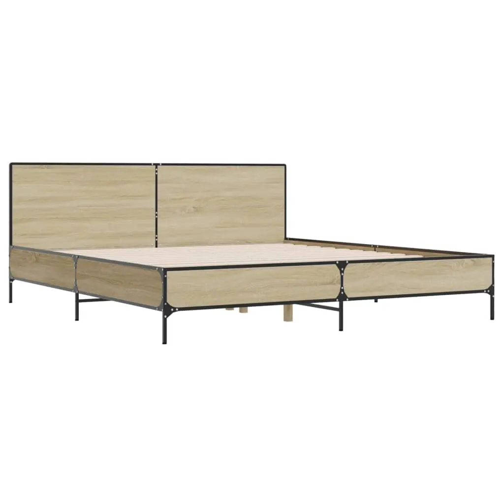 King Bed Frame 183x203cm with Headboard in Brown