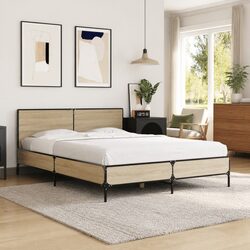 Sturdy Queen Size Bed Frame 135x190 cm with Headboard