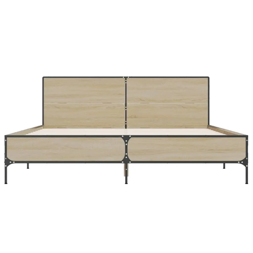 Queen Size Bed Frame Engineered Wood 135x190 cm Brown