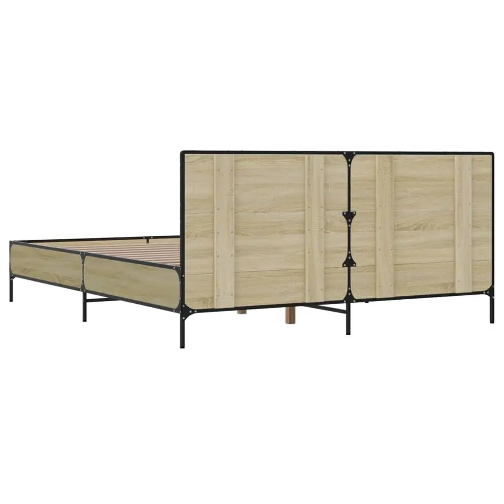 Queen Size Bed Frame Engineered Wood 135x190 cm Brown