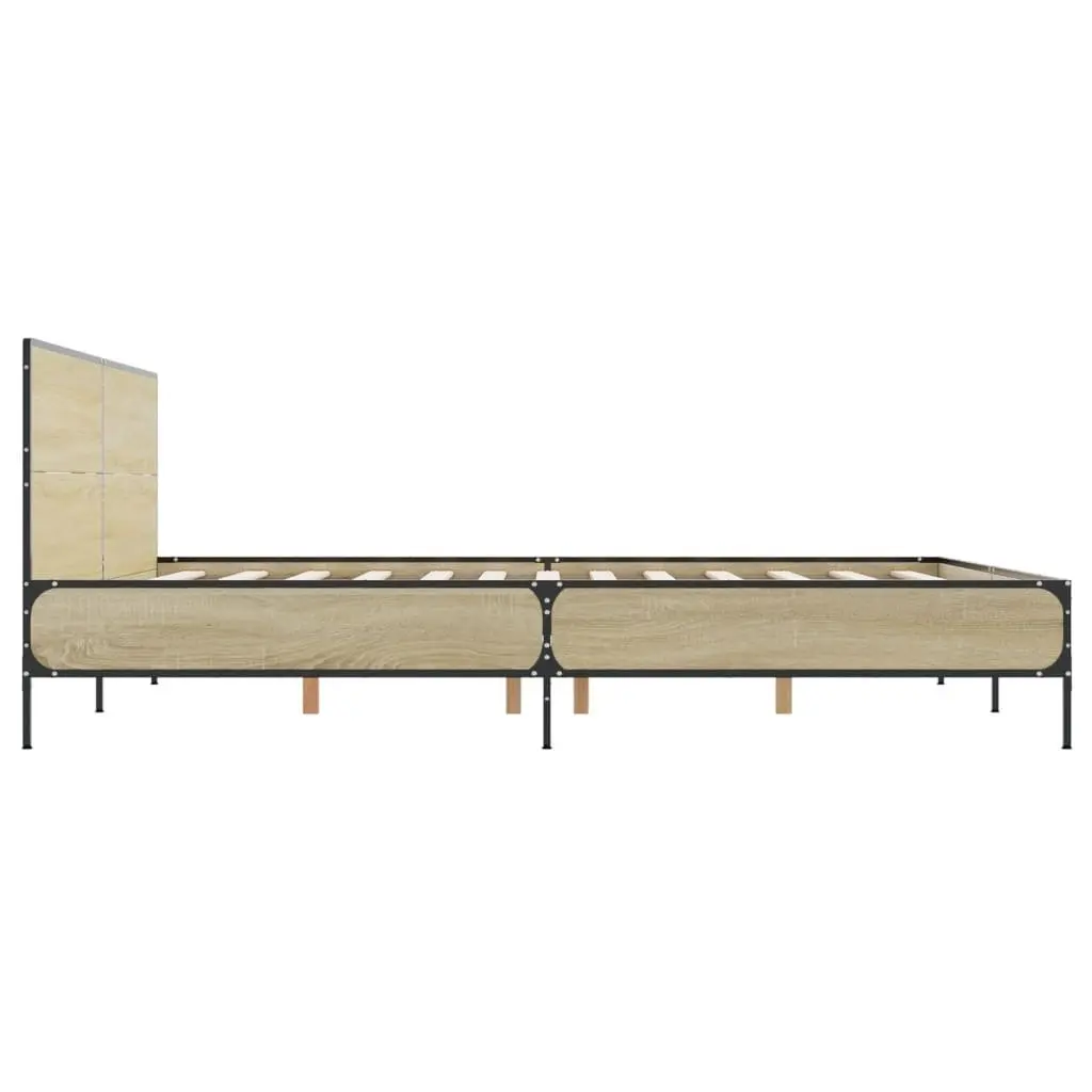 Queen Size Bed Frame Engineered Wood 135x190 cm Brown