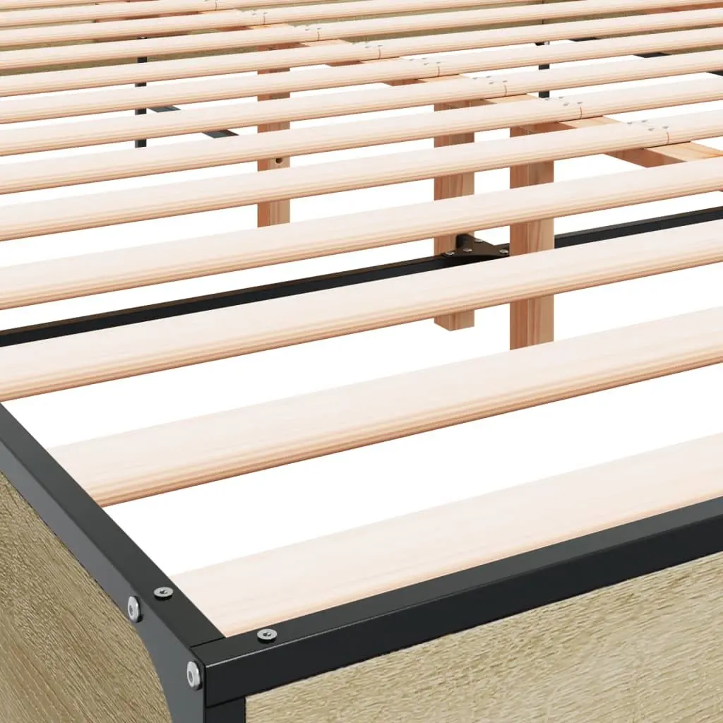 Queen Size Bed Frame Engineered Wood 135x190 cm Brown