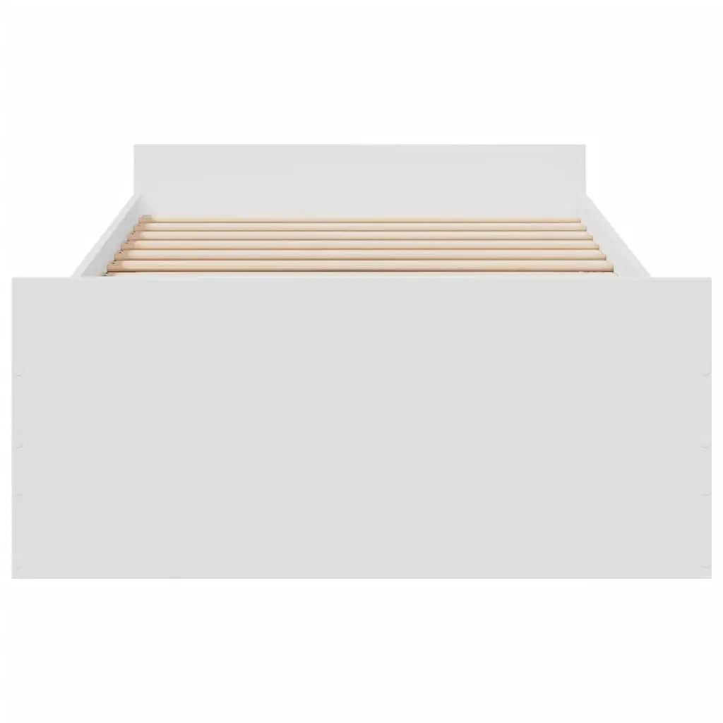 White Bed Frame with Storage Drawers 90x190 cm