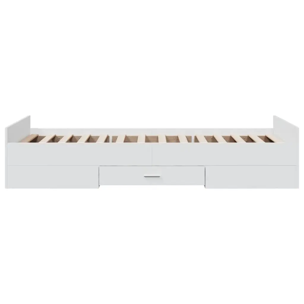 White Bed Frame with Storage Drawers 90x190 cm