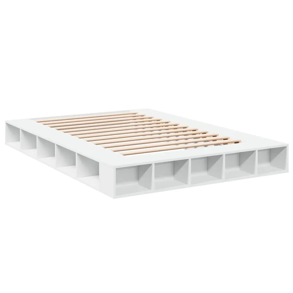 Queen Size Bed Frame with Storage, 150x200 cm White