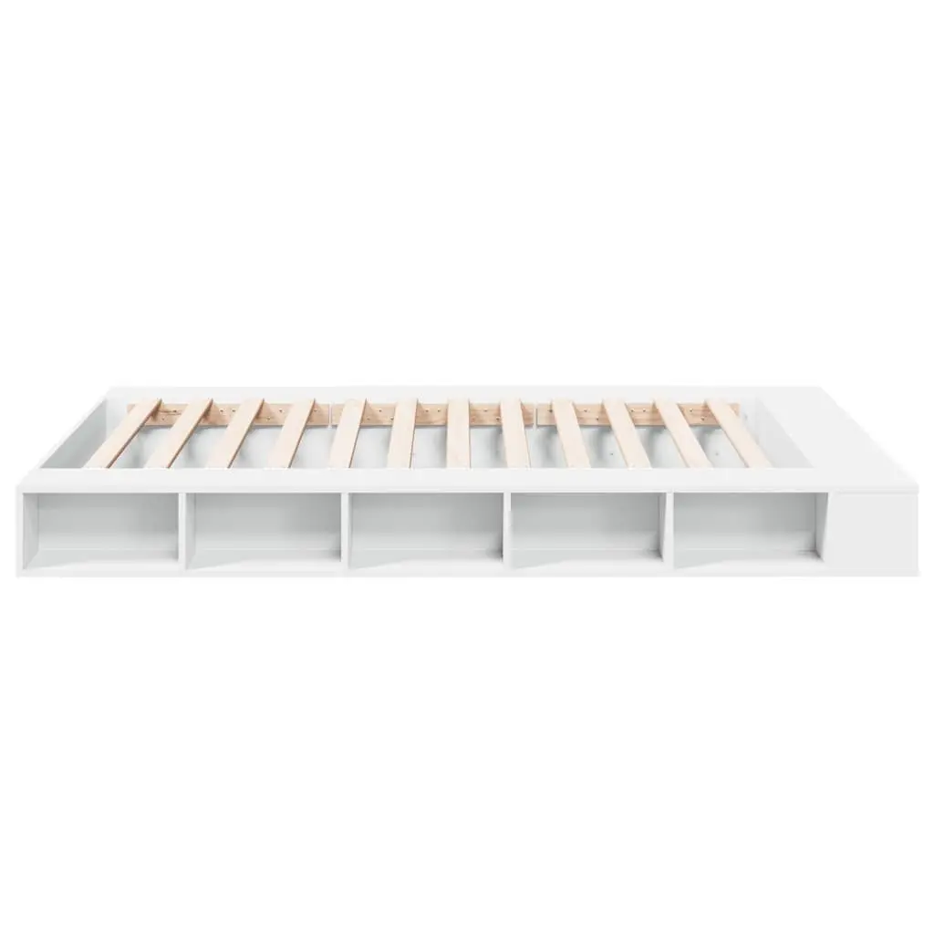 Queen Size Bed Frame with Storage, 150x200 cm White
