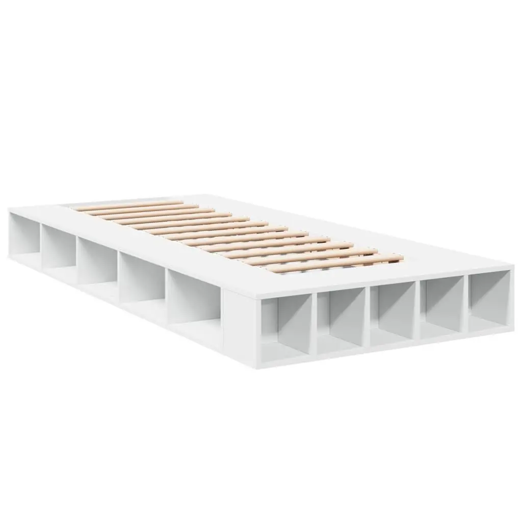 White Bed Frame 90x190 cm with Storage and Support
