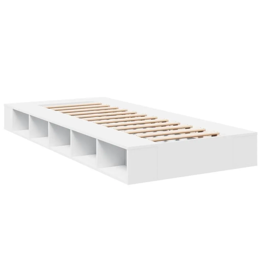 White Bed Frame 90x190 cm with Storage and Support